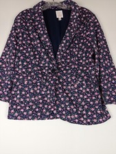 Lauren Conrad Blazer Women's Dark Blue Floral Fitted Blazer Medium