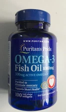 Puritan's Pride Omega-3 Fish Oil 1000 mg New Sealed 100 Softgels Exp 10/24