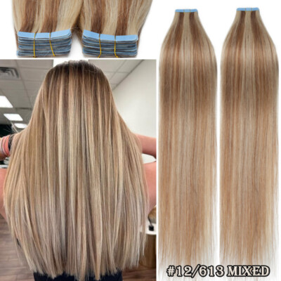 40 Stück Tape in Hair Extensions 100% Remy Echthaar Haarverlängerung Weft Tresse