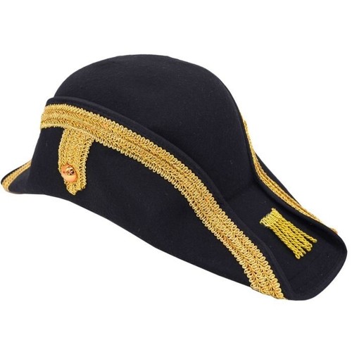 Admiral Bicorn Hat Black Gold Nautical 