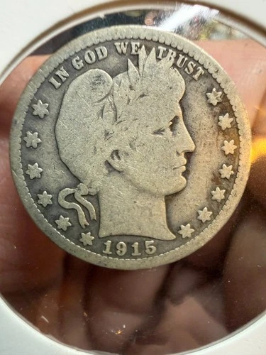 1915 Barber 90% Silver Quarter Key Date in Fine Condition