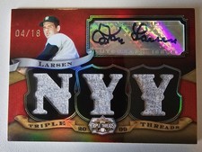 DON LARSEN AUTO /18 JERSEY RELIC 2009 TOPPS TRIPLE THREADS Yankees