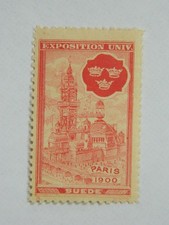 Vignette Paris Exposition Universelle 1900 Suède papier jaune