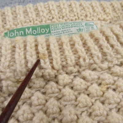 John Molloy Sweater Mens Medium Beige Wool Cable Knit Fisherman