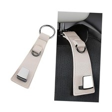 Car Seat Headrest Hook, Leather 360 Rotation Vehicle Seatback Bag Hanger Beige