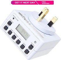 Timer Switch | 7 Day Digital Timer Light Switch | White UK Plug | S7DDT3
