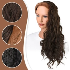 Women Long Curly Wig with Hair Hoop,Headband with Wavy Hair Wigs Dress Up Wigs