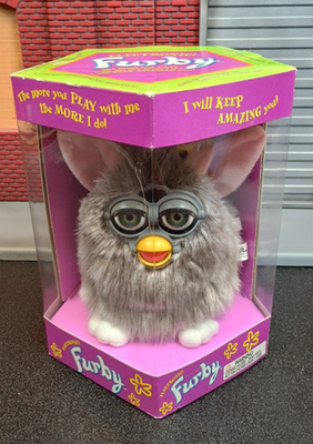 Vintage 1998 Furby Model 70-800 NEW in box Gray Green Eyes Tiger