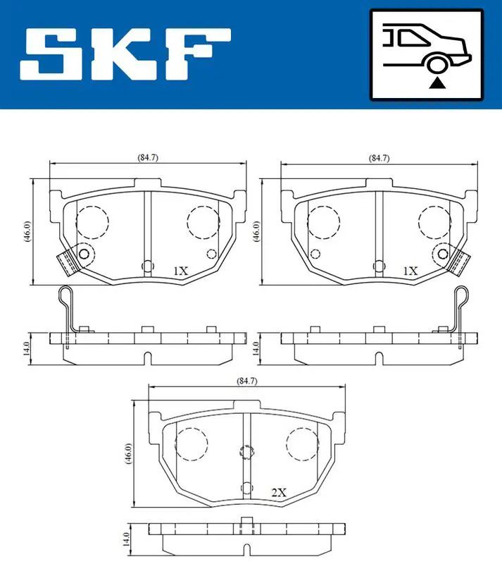 Skf Schwarz Scheibenbremse Bremsbelag Vkbp 90483 A - 4Er Set - Position Hinterachse Höhe 77 Mm Länge 134 Mm Breite 83 Mm Dicke 14 Mm - Oe Qualität - Bild 3