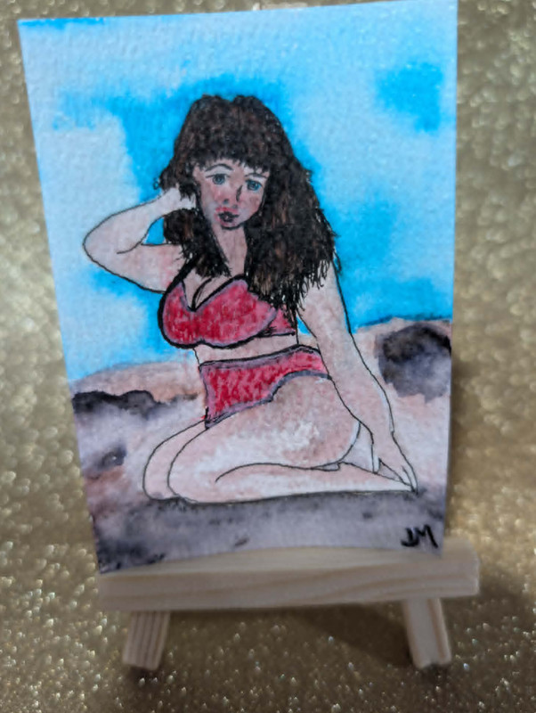 ACEO Original Artist Trading Card 2.5 x 3.5 in -Big Beautiful Beauties -Sally