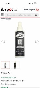 Tattoo Plateful Aftercare Spray 8 fl oz Hypochlorous Acid Healing Cleansing