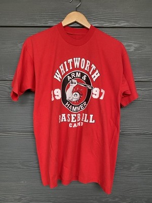 Vintage 90s Whitworth College Shirt Weightlifting Red Size XL Single Stitch 1997