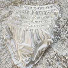 6 White Bikini Nylon Panties Underwear Woman Mid-Waist Soft Briefs Hip 34"-38"L