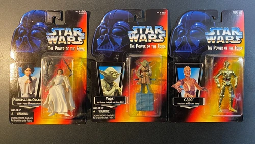 Kenner Star Wars Power of the Force Lot of 3 - Leia, C3PO, Yoda