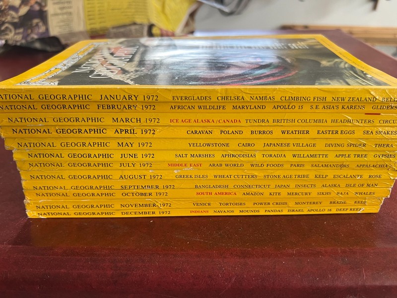 1972 National Geographic Magazines Complete Year Full Set - May Yellowstone Bear