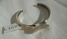 Lagos Bold Caviar Ellipse Sterling Silver Cuff Bracelet $595 NWT