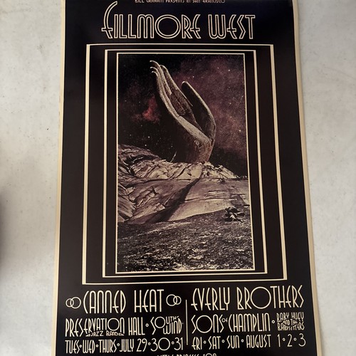 1969 CANNED HEAT EVERLY BROTHERS BILL GRAHAM FILLMORE CONCERT POSTER BG 184 MINT - Picture 8 of 8