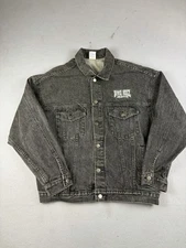 Vintage Boot Hill Saloon Denim Jacket Adult Large Black Daytona Beach Biker 90s