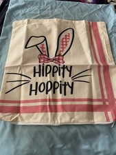 Easter 15  Bunny Canvas Pillow Case Cover Beige Pink White New