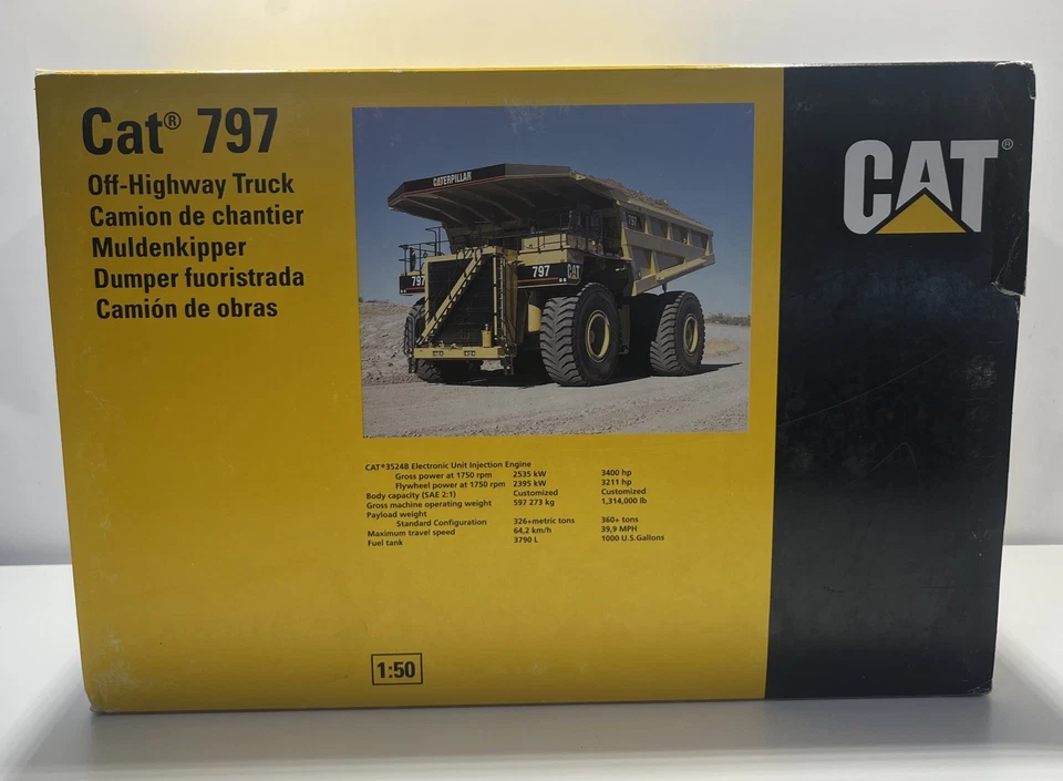 Caterpillar 797 Off Highway Truck 1:50 Scale Diecast Model Not Mint Box - Image 3 of 3