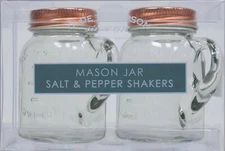Clear Mason Glass Jar Salt and Pepper Shaker Set with Copper Lids