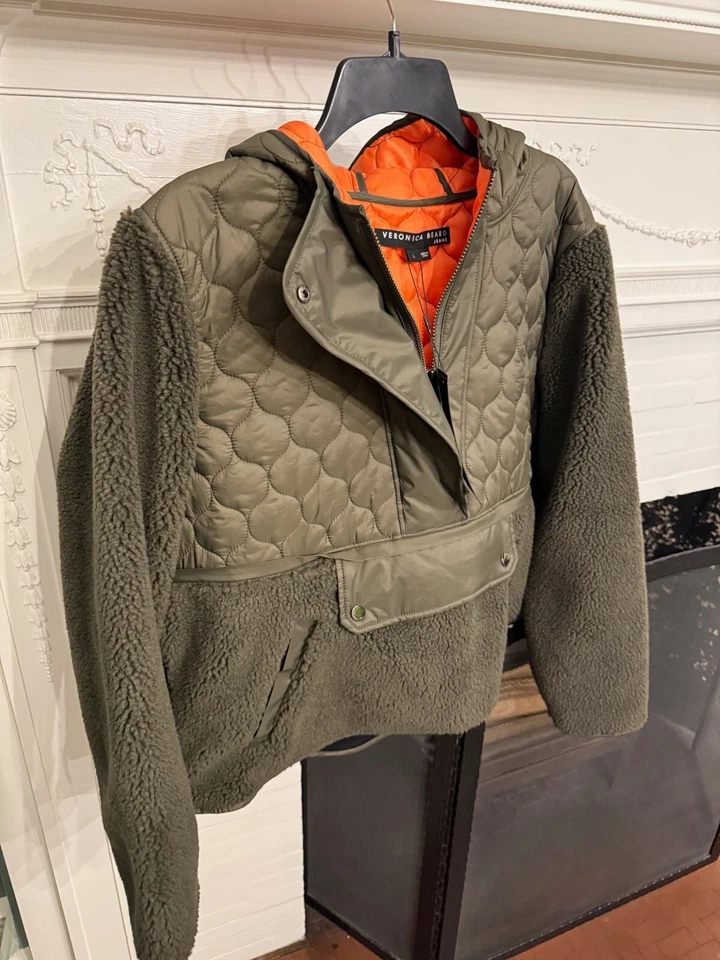 NUEVO CON ETIQUETAS Veronica Barba Leo Sherpa Polar Acolchado Pullover Chaqueta Grande L 10 12 Foto 3 de 4