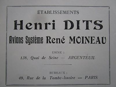 11/22 PUB HENRI DITS FLUGZEUG RENE SPATZ ARGENTEUIL / LOUIS CLEMENT FLUGZEUGE AD