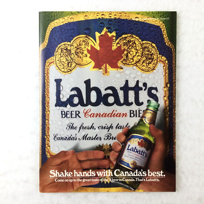 LABATT'S Canadian Beer VINTAGE PRINT AD 80s Shake Hands With