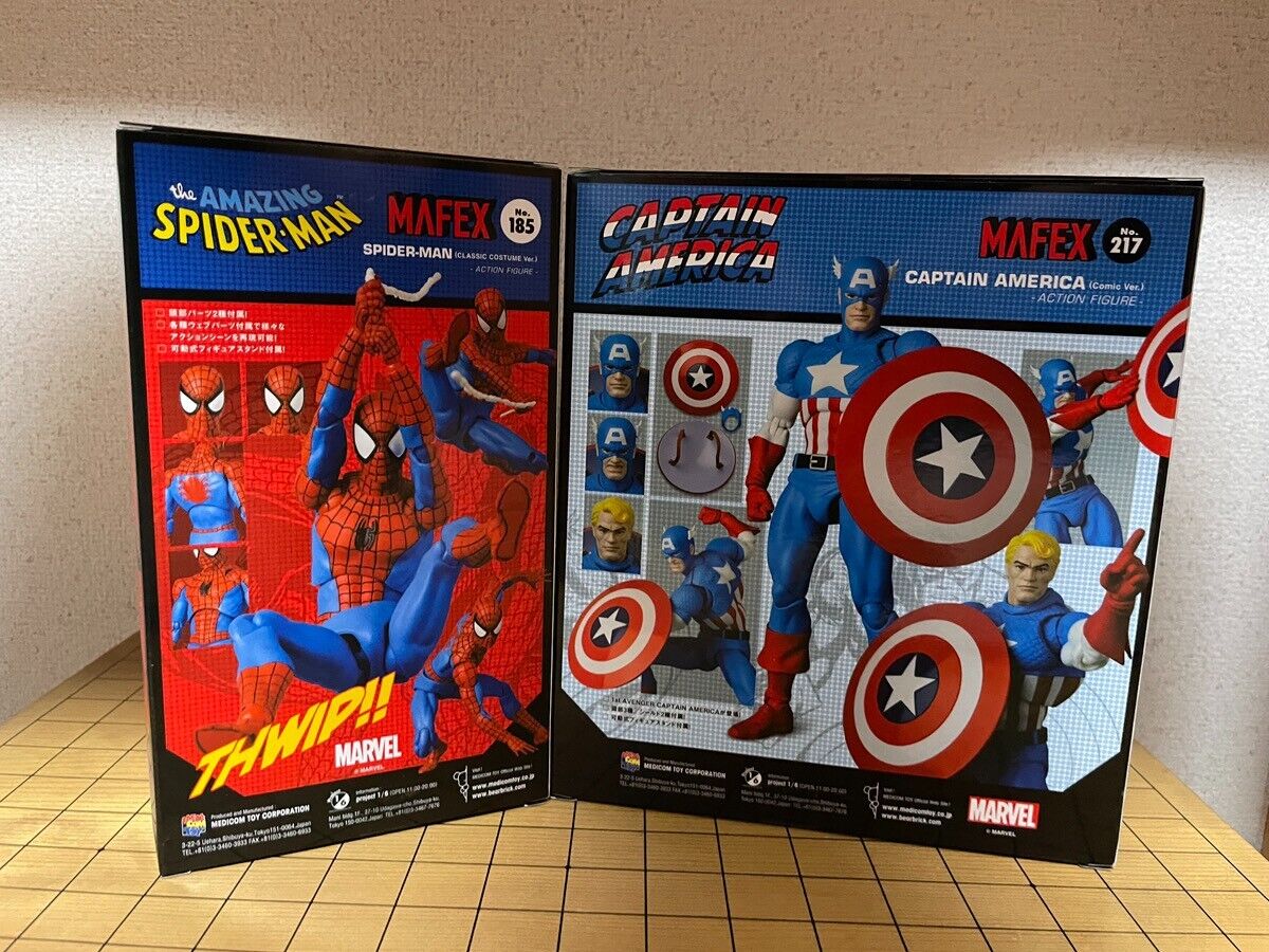 MAFEX No.217 Captain America Comic Ver. & No.185 Spider-Man MAFEX No.217 Captain America Comic Ver. & No.185 Spider-Man