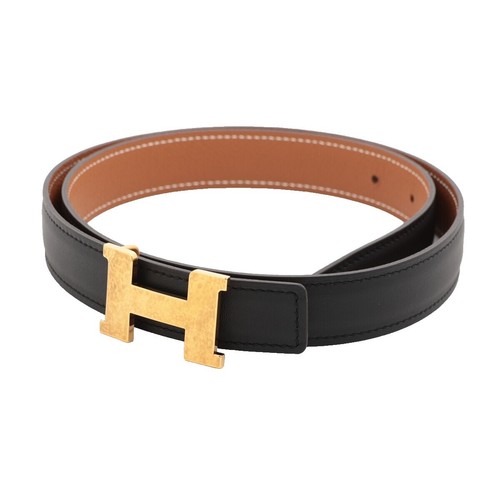 Hermès Red/Black Reversible Leather Belt with H Buckle. | eBay