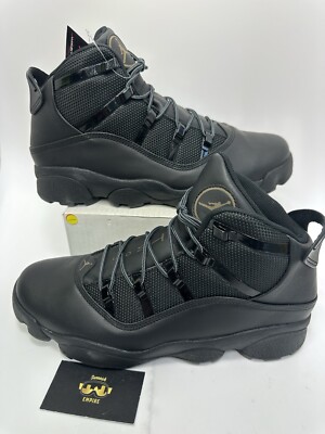 Nike Air Jordan 6 Rings Winterized Triple Black Boots FV3826-202 Men Size 10