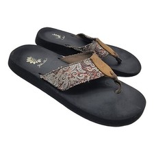 yellow box Shoes Womens 5 Multicolor Beach Flip Flop Sandals Comfort Summer