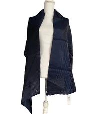 NWT Calvin Klein Navy Blue  Accordian Pleat Wedding Wrap Shawl Scarf $48 #MQ12