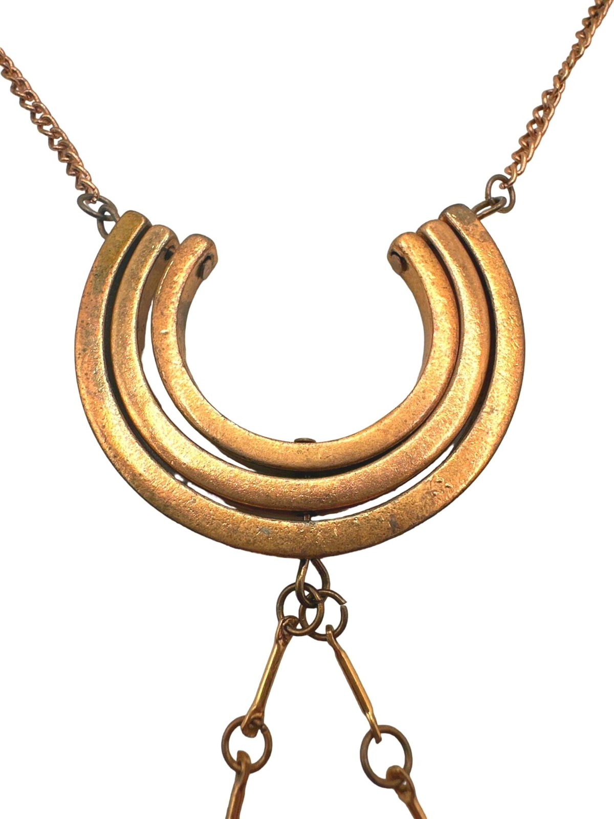 Long Crescent Dangle Retro Statement Necklace Vin… - image 5