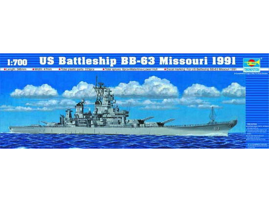 Cuirassé US BB-63 Missouri 1991 maquette plastique Trumpeter 5705 pour diorama naval