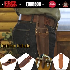 TOURBON Leather Garden Shears Sheath 2 in 1 Tools Case Scissors Saw Belt Holder