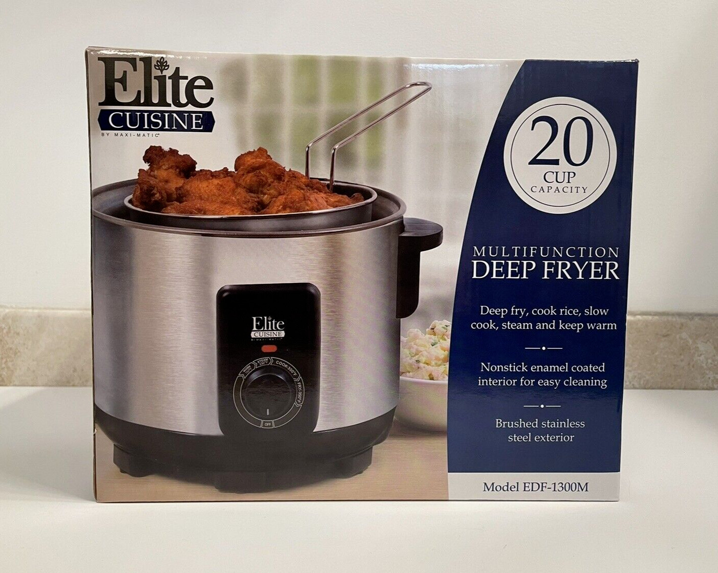 Elite Cuisine 20 Cup / 5 Quart Multifunction Deep Fryer Model EDF-1300M
