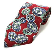 Vtg Adolfo Extra Long Luxury Tie Red Blue Green Abstract Print Silk Necktie USA