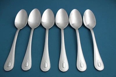 6 Place Oval Soup Spoons Lenox FRENCH PERLE 18/10 Stainless Vietnam NEW 7 1/4"