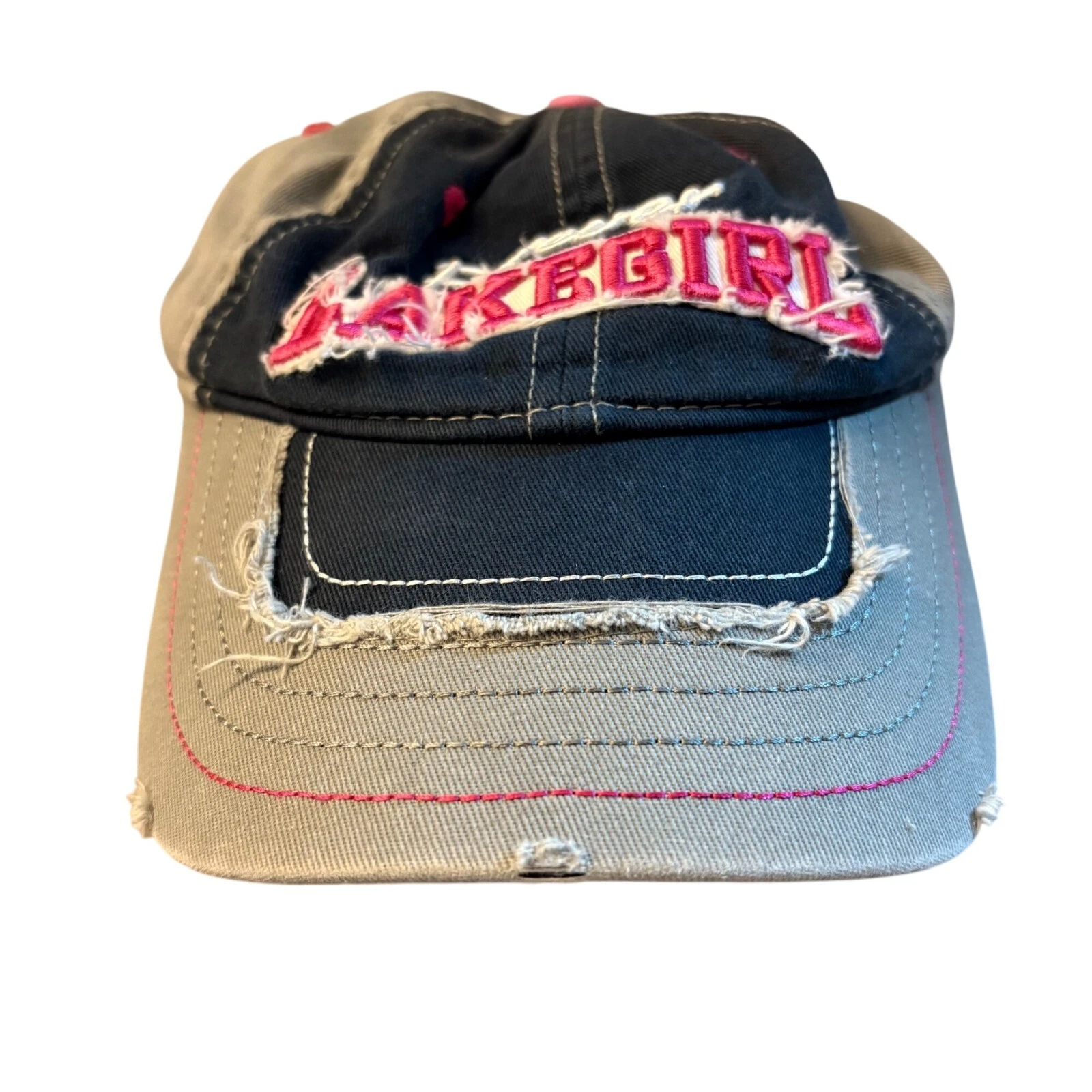Lakegirl Distressed Cotton Mesh Cap W/ Adjustable Back Strap