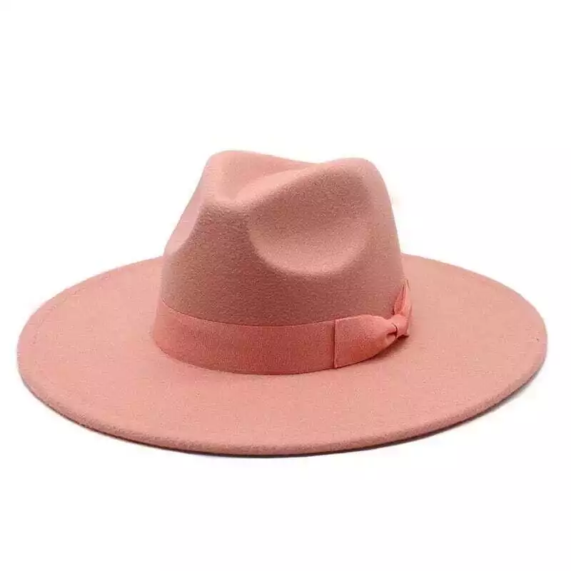 Pink wide brim fedora sale