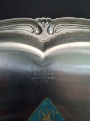 VINTAGE FANCY ALESSI INOX 18/10 STAINLESS STEEL TRAY PLATTER 11