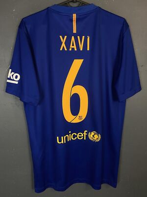 MEN NIKE FC BARCELONA 2016/2017 XAVI FOOTBALL SOCCER SHIRT JERSEY MAILLOT SIZE S