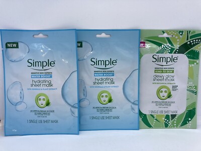 3 Simple Facial Sheet Mask 2 Hydrating and 1 Dewy Glow Mask