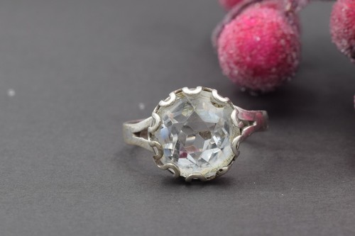 Collectible jewelry ! Antique Ukraine russian stone Rock Crystal Silver 875 ring - Picture 4 of 17