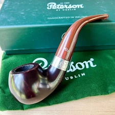 Peterson Irish Harp Smooth Bent Apple (03) Fishtail Pipe - Sterling Silver