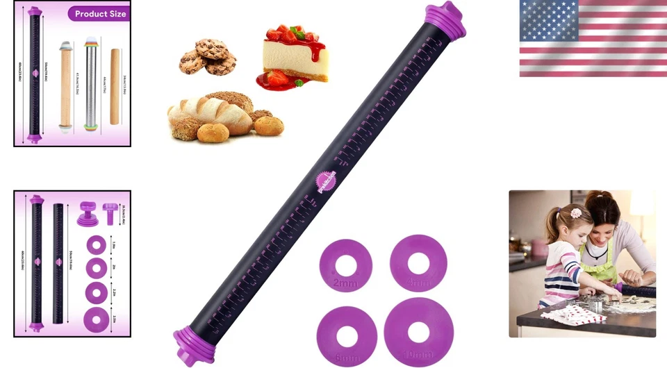 Rodillo de silicona de 23,6 pulgadas con anillos de grosor ajustables para... Foto 2 de 4