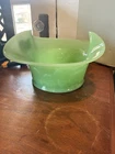 Vintage 1930s Jadite Clambroth Coin Dot Pedestal Bowl Depression Glass 62L