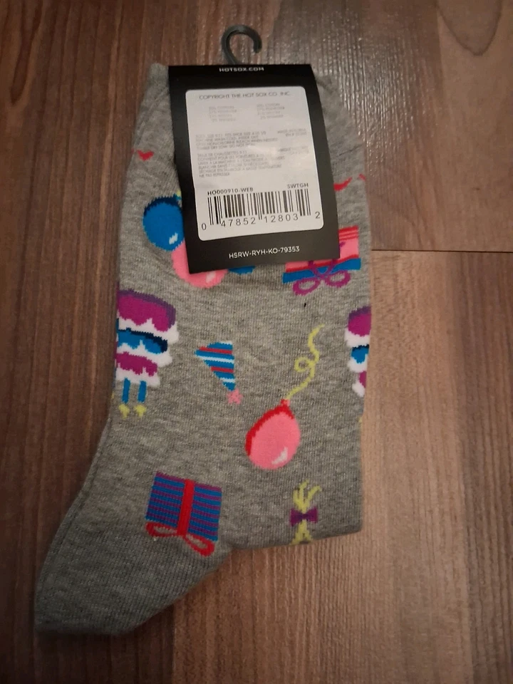 Hot Sox Feliz Cumpleaños Mujer Calcetines Talla 9-11 Nuevo Con Etiquetas Foto 2 de 3
