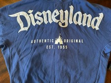 Disney Disneyland Authentic Original Resort Blue Jersey Sweater Zip Up Hoodie XL